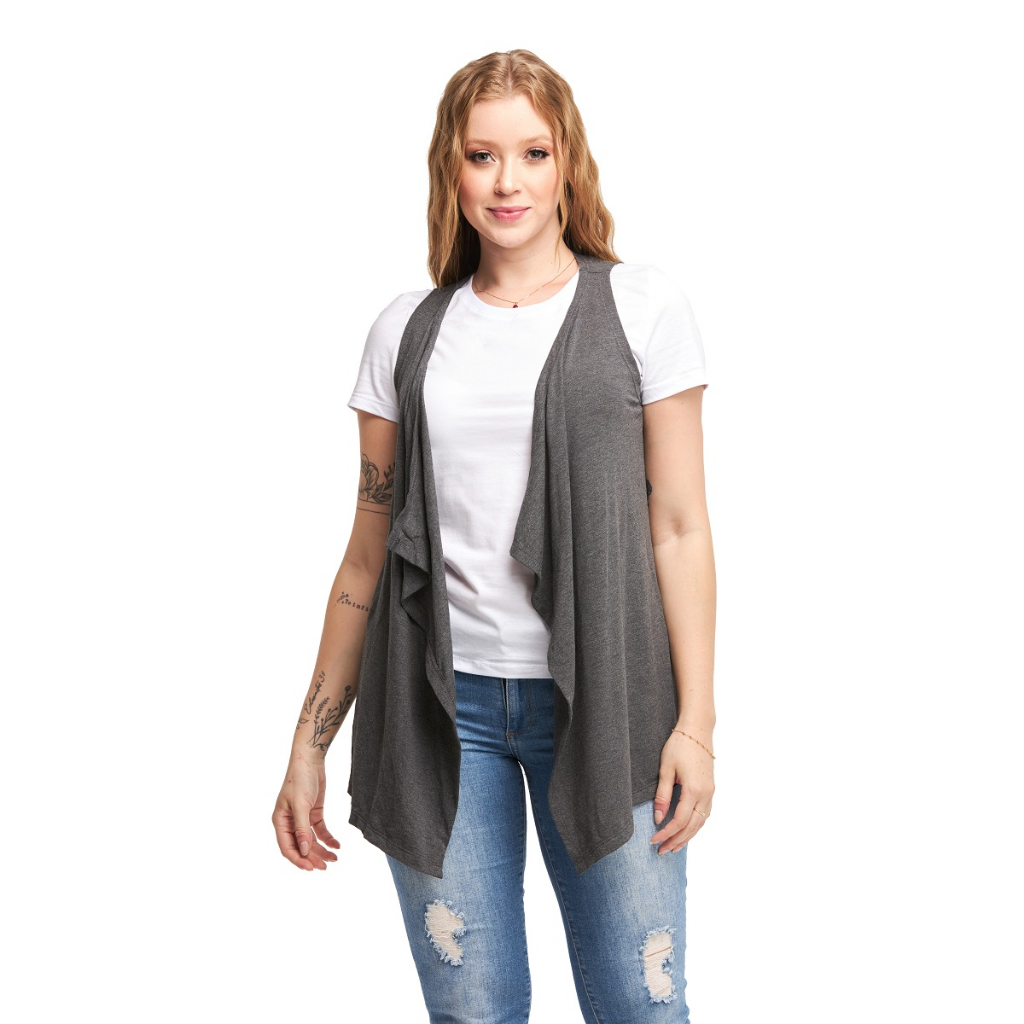 Colete de Bico Plus Size Blusa Cardigan Feminino Terceira Peça