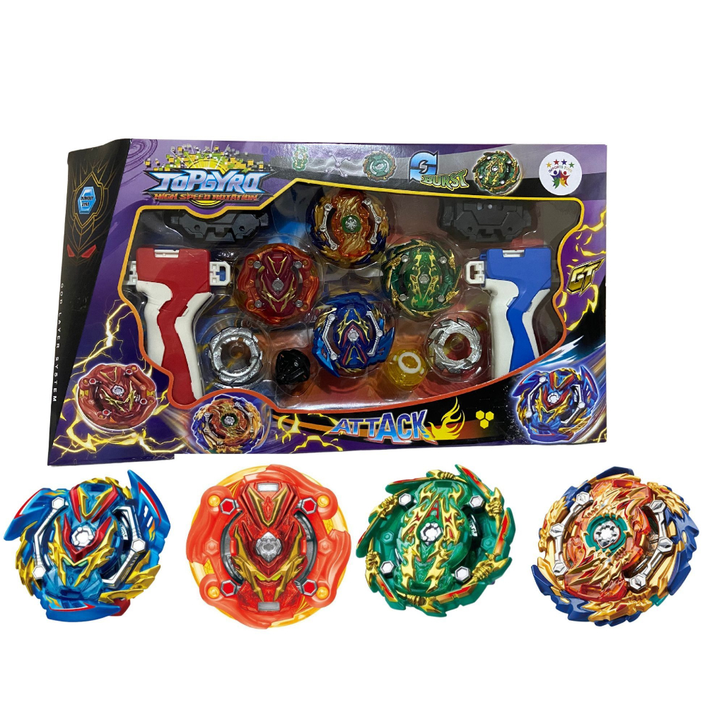 Kit 02 Lançador Beyblade Corda Cordinha Rotação Total + Lançador