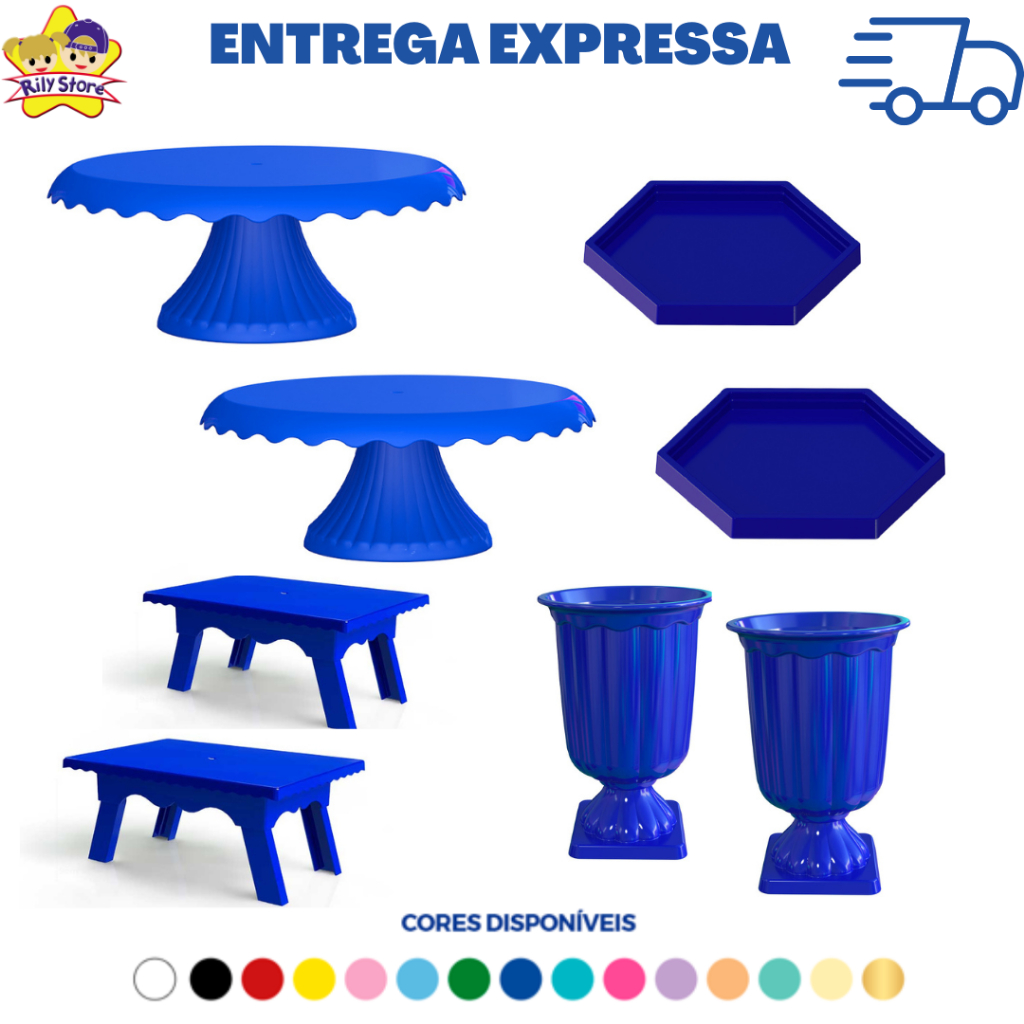 Kit Boleira Cake Renda Cm Vasos Grego Mesinhas Mini Sextavadas Diversas Cores