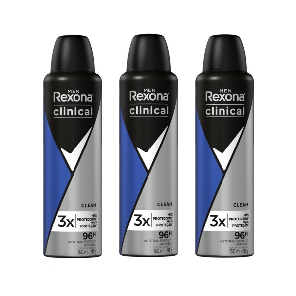 Desodorante Antitranspirante Aerosol Rexona Clinical Clean Men 91g