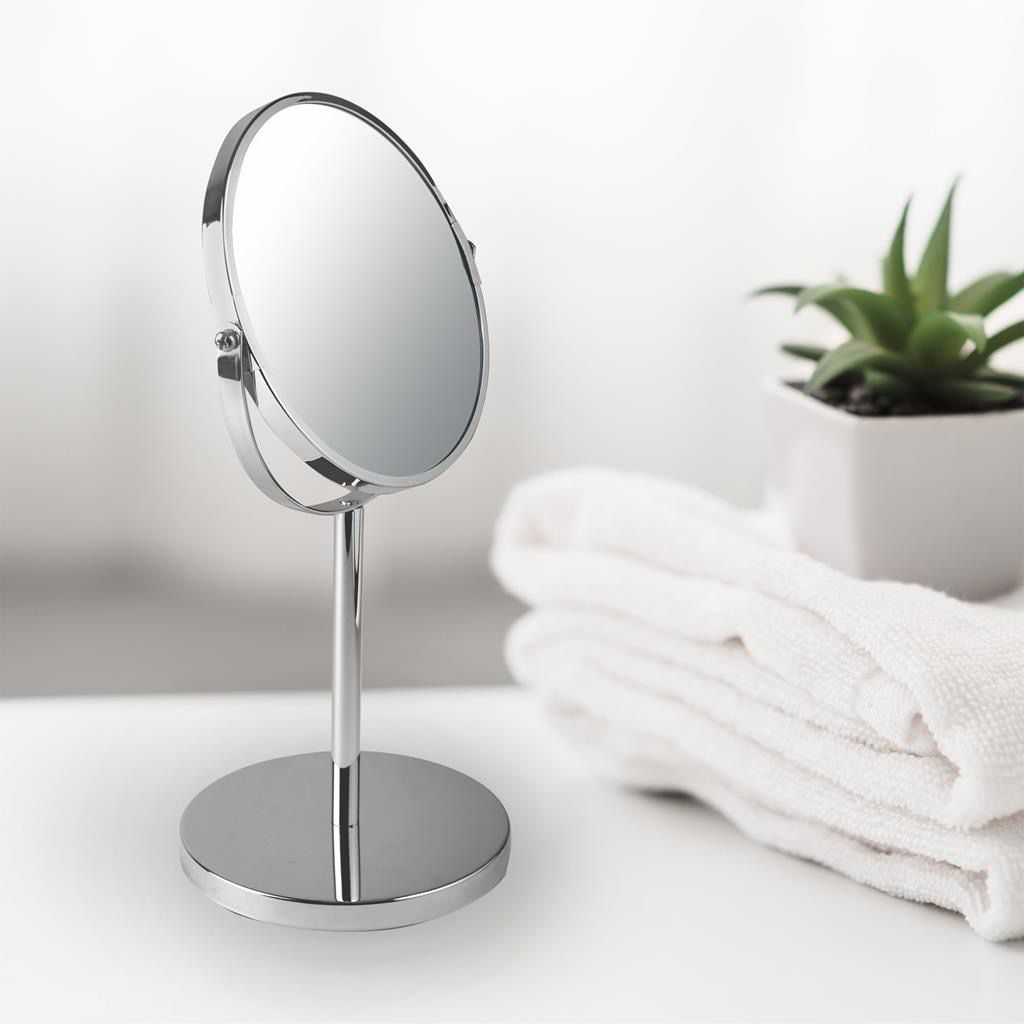 Espelho De Mesa Maquiagem Dupla Face Aumenta 2 X Gira 360