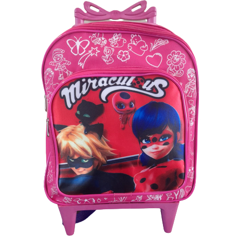 Mochila escolar de Rodinhas Pequena Escolar Infantil da Heroína Joaninha Para Menina. Promoção 2023 – Envio Imediato