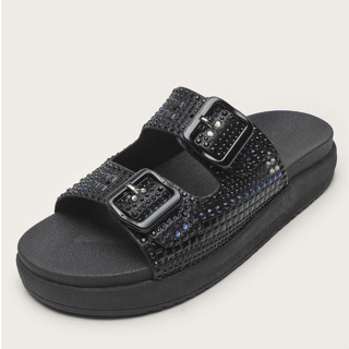 Papete Birken Sandália Feminina Brilho Strass Confortável
