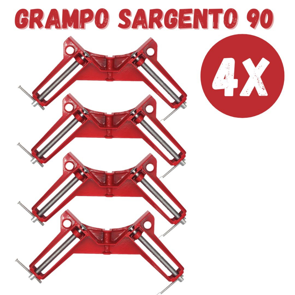 4 Grampo Sargento angular 90 Graus marcenaria, esquadria, vidraçaria cantoneira