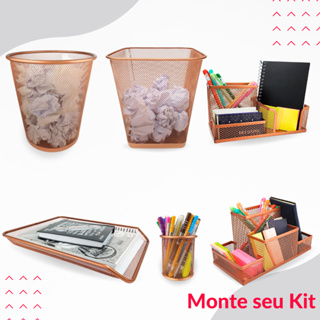 Organizadores de Escritorio ROSE GOLD, Lixeira Aramada, Porta Caneta, Bandeja Porta Papel, Organizador de Mesa ????? ? ??? ??? ???? ???????. ?✨?✨?✨