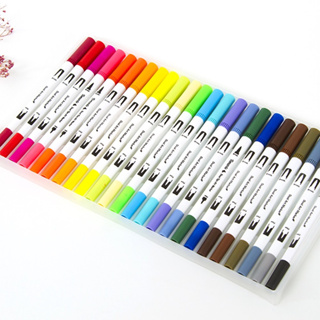 Kit 36 Caneta 2 em 1 Brush Lettering e Ponta Fina Dual Pen Canetinha Colorir Desenho