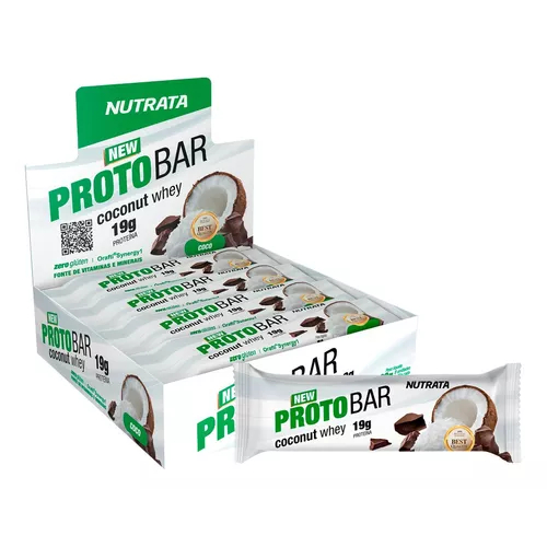 Suplemento Em Barra Nutrata Protobar Proteínas Protobar Sabor Coconut Whey Em Caixa De 560g Pacote X 8 U