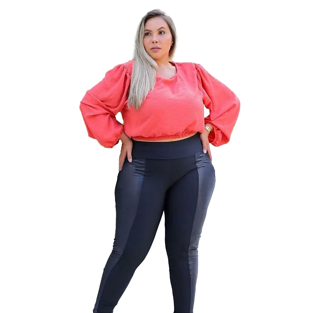 Legging Plus Size Forrada Legues Montaria Detalhes Cirre