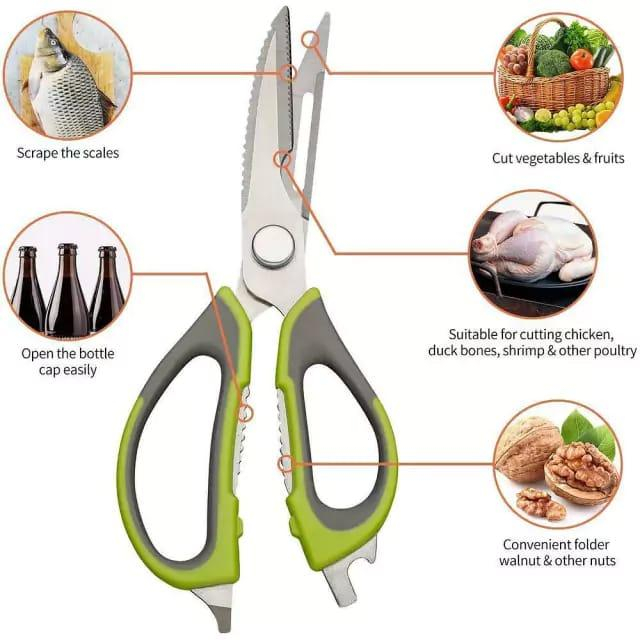 Tesoura Multifuncional Para Corte Alimentos Legumes Peixes Frangos Verdura Aço Inoxidável Utensílios de Cozinha