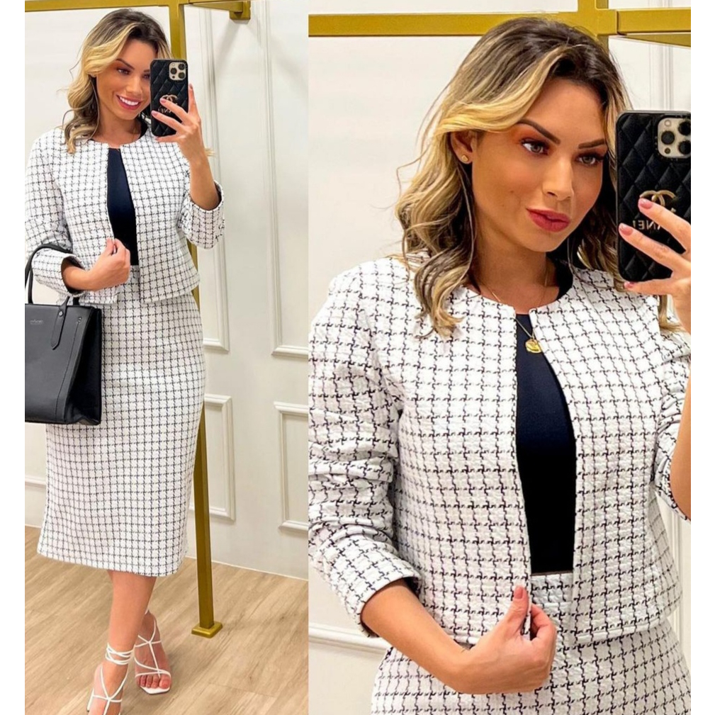 Conjunto Feminino Saia e Blazer, Social Moda Evangélica Plus Size