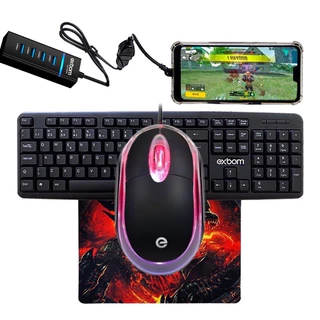 Teclado e Mouse Kit Mobilador FF Gamer Completo Para Celular P/ Free Fi HUB3.0 em Oferta na Shopee