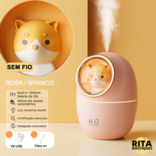 Umidificador De Ar Recarregável E Aromatizador Portátil De Ambiente Sem fio Alimentado Por Bateria De Carro Escritório Ultrassônico Grande Capacidade Usb