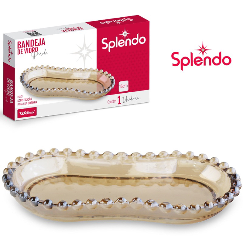 BANDEJA PETISQUEIRA DE VIDRO OVAL PEROLA SPLENDO 17X9CM | Shopee Brasil