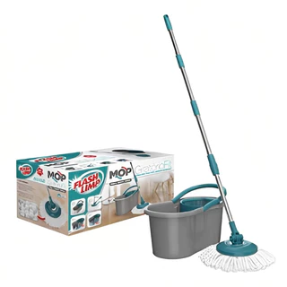 Mop Giratório Esfregão Fit Flash Limp Spin Esfregão com Balde 8L