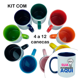 Caneca Atacado – Kit 4 ao 10 Canecas de Porcelana Personalizada com sua Arte Foto Logo Resinada Sublimação 325ml
