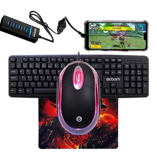 Teclado e Mouse Kit Mobilador FF Gamer Completo Para Celular P/ Free Fi em Oferta na Shopee