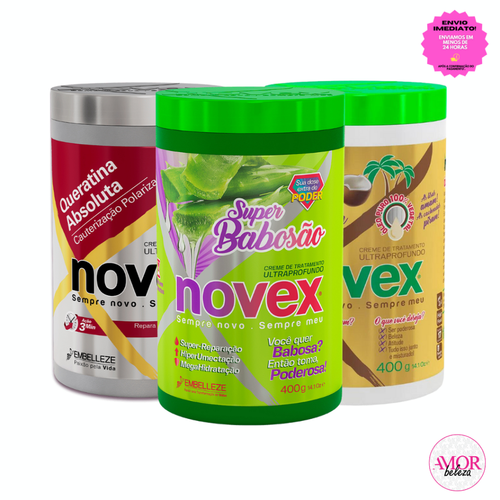 Kit Novex Cronograma Capilar Hidratação, Nutrição e Reconstrução c/3un ...