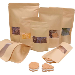 Saco Stand Up Pouch Kraft Com Visor 10x15+3 - Envio Rápido
