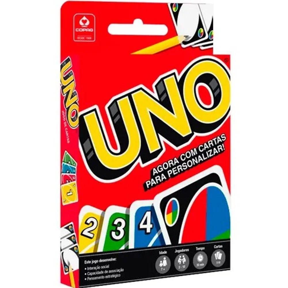Jogo UNO - Jogo De Cartas Baralho Uno Novo - Baralho UNO com 108 cartas ...