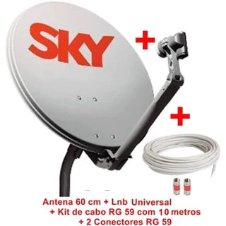 Antena Banda Ku Completa/Nova c / lnb universal + kit de fixação +cabo
