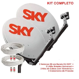 2 Antena Banda Ku Completa/Nova c / lnb universal + kit de fixação +cabo