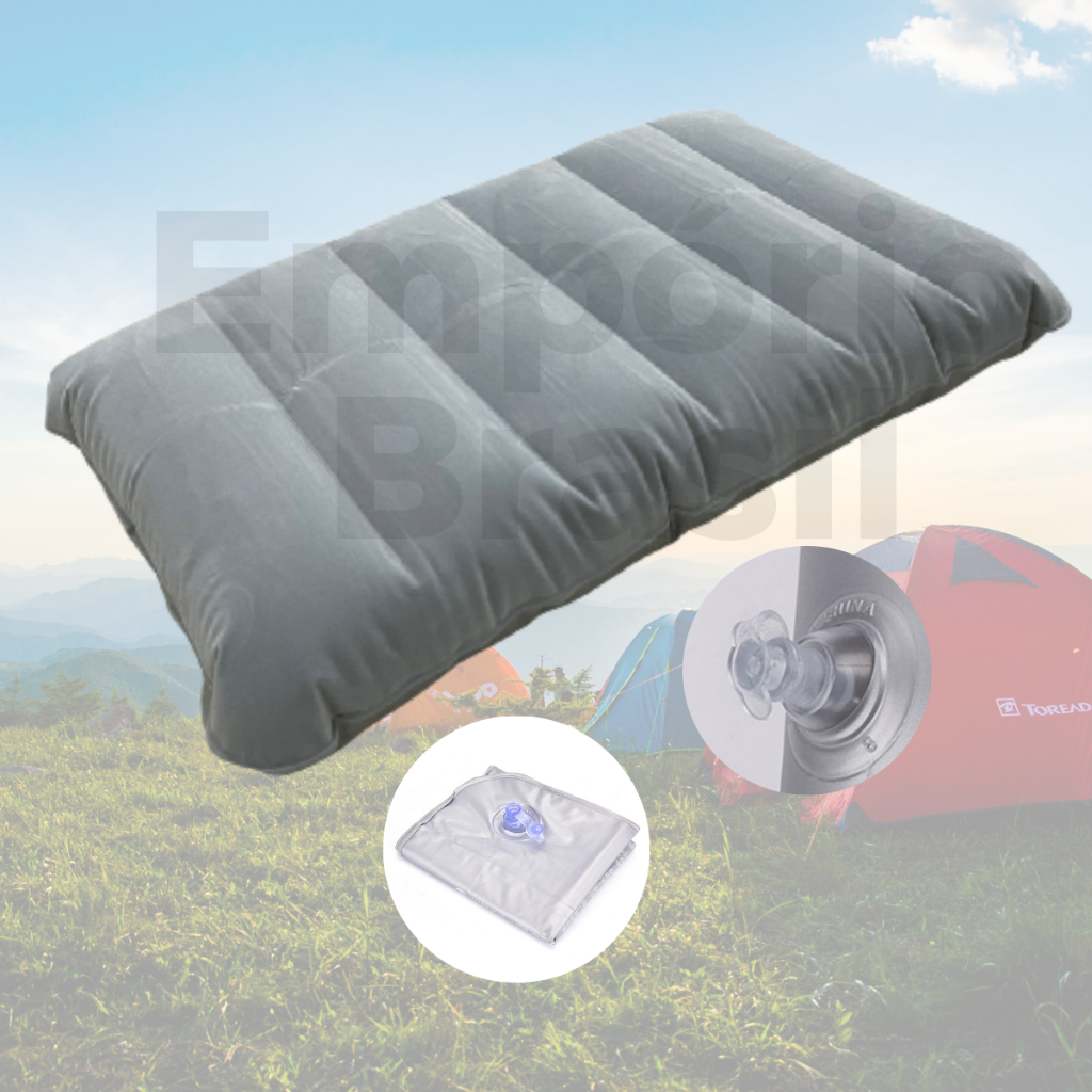 Travesseiro Inflável Almofada Portatil para Viagens Camping Acampamento ...