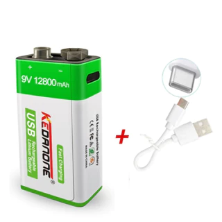 Bateria De Lítio Recarregável 9V Usb Tipo C Li-ion Para Multímetro Microfone Brinquedo Controle Remoto