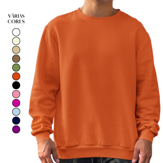 Blusa de Moletom Masculina Premium Streetwear Blusão Gola Careca Inverno Unissex Várias Cores