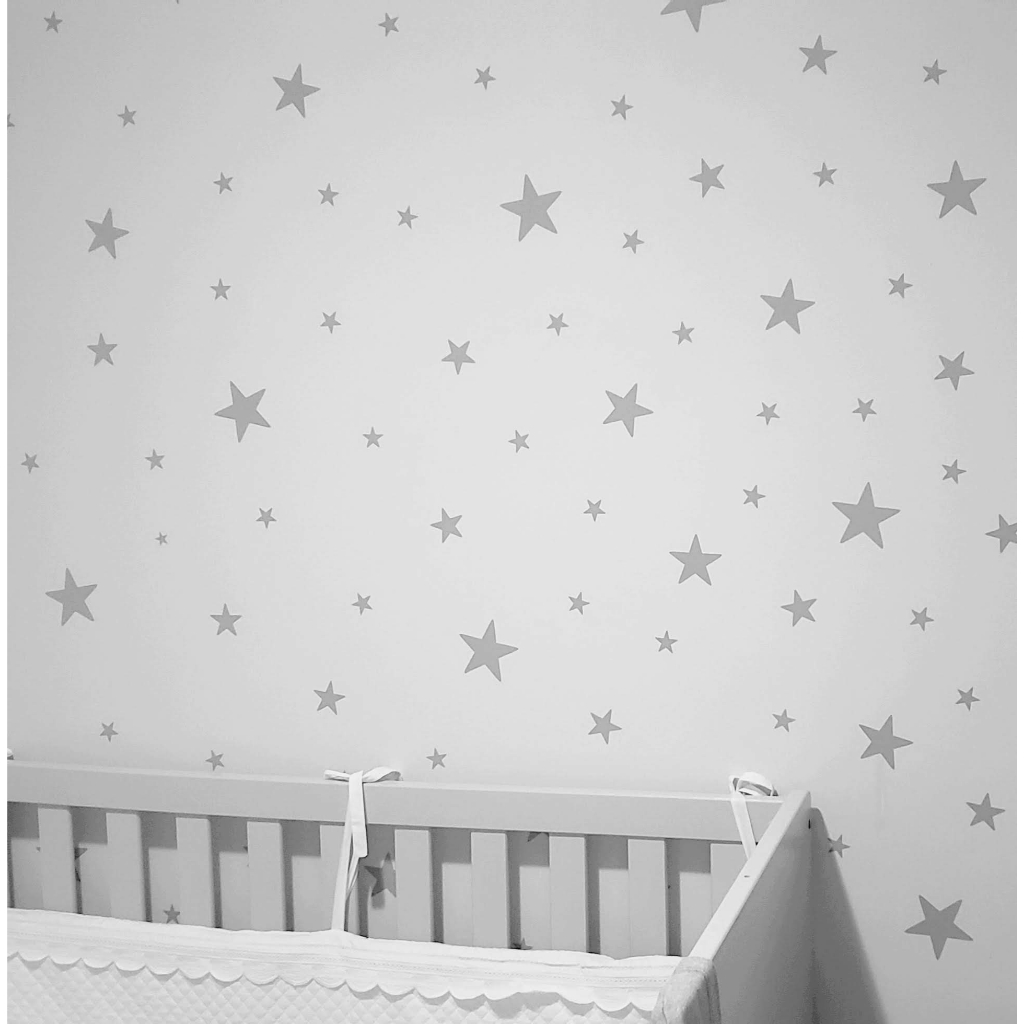 Adesivo Parede 267 Estrelas Cinza claro 7,5,2.5 Cm Estrela Estrelinha