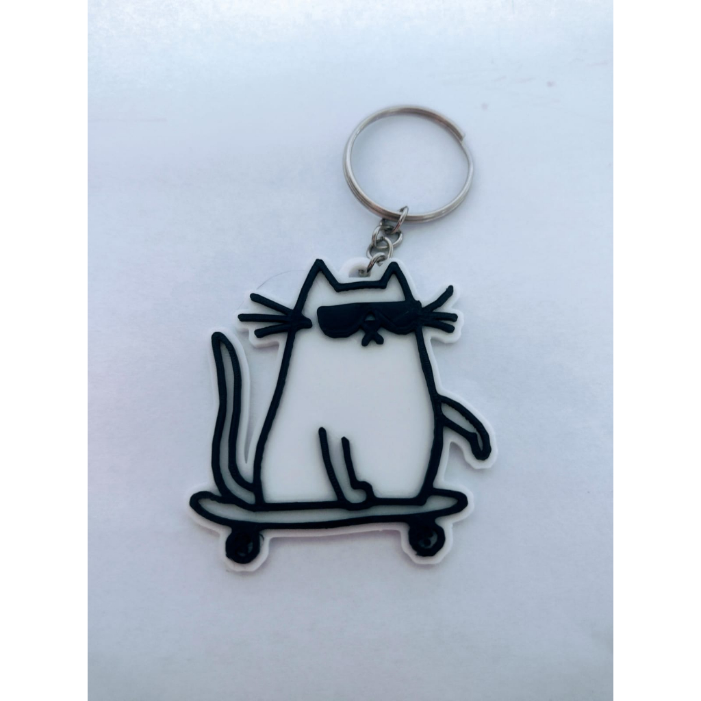 Chaveiro 3D Gato de Skate