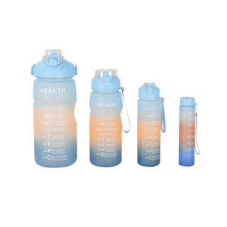Kit 4 Garrafas de Água Squeeze Motivacional 3.3L | 1.8L | 900ML | 300ML I Com Adesivos Canudo e Alça