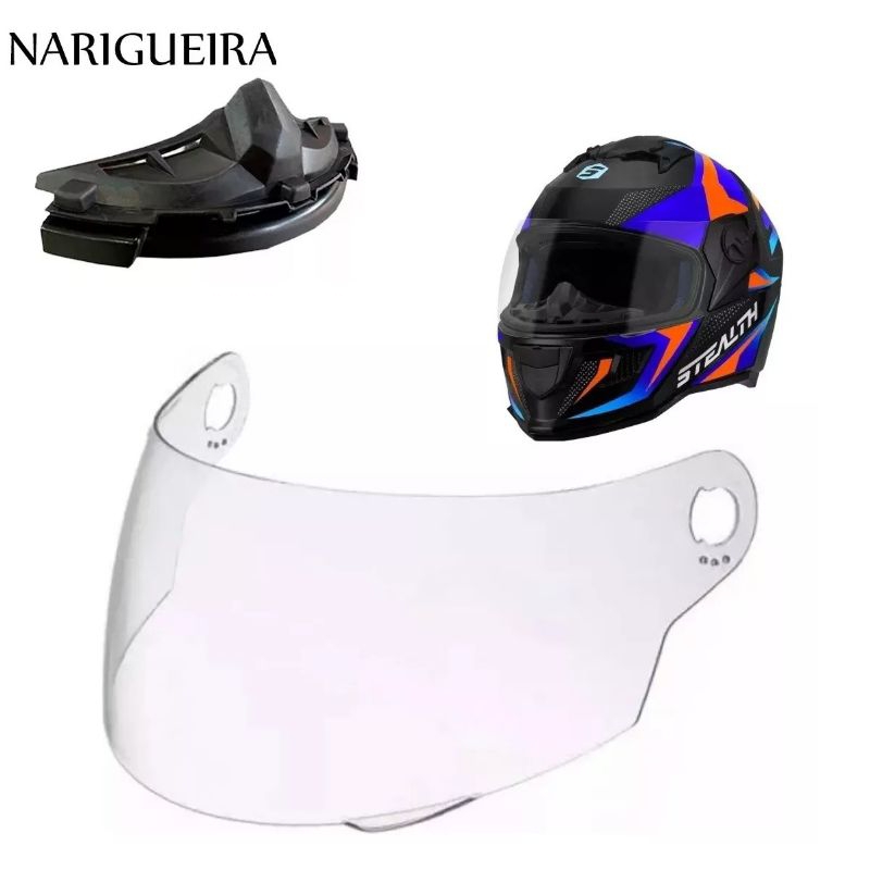 Viseira Cristal Original Pro Tork P/ Capacete Stealth + Narigueira