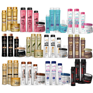 12 Produtos (3 Kits) Shampoo + Condicionador + Máscara + Creme de Pentear