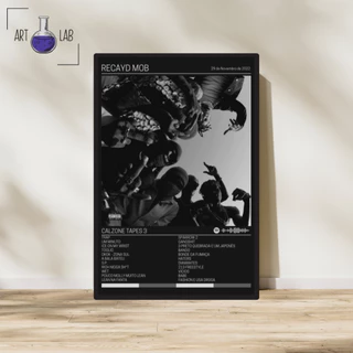 Quadro decorativo álbum Spotify Recayd Mob Calzone Tapes 3 moldura e vidro