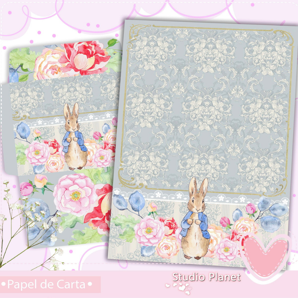 Papel de Carta Peter Rabbit (04 Papéis e 02 Envelopes) | Shopee Brasil