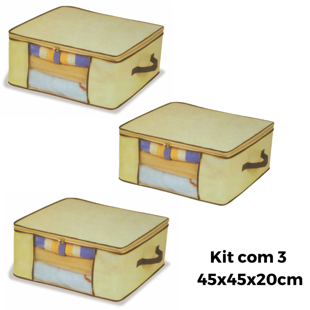 Kit Com 3 Organizadores Multiuso Com Zíper 44cm