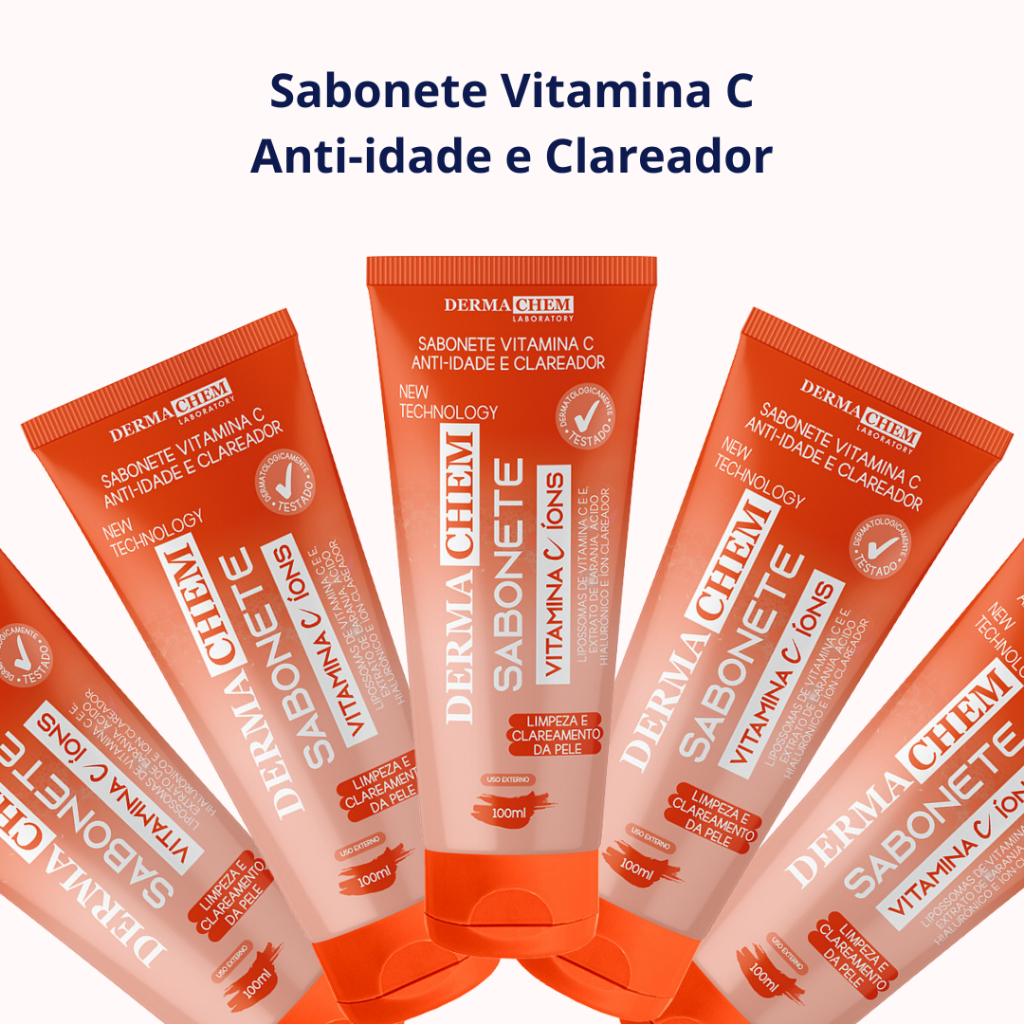 Sabonete Facial Vitamina C Íons Anti idade e Clareador Facial Dermachem 100ml Shopee Brasil