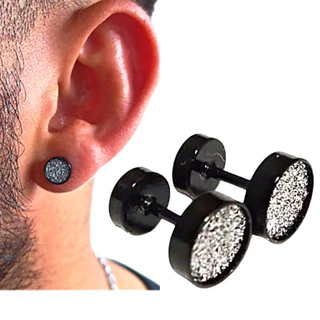 Brinco Masculino Falso Alargador Aço Cirúrgico Brinco C/ Brilho Anti Alérgico Zircônia prata dourado preto