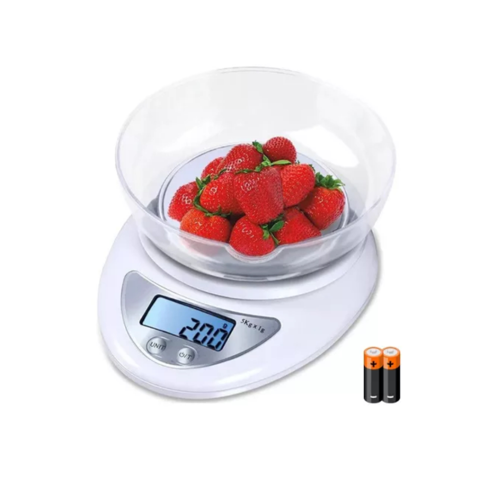 Balança Digital de Cozinha 5kg com Bandeja