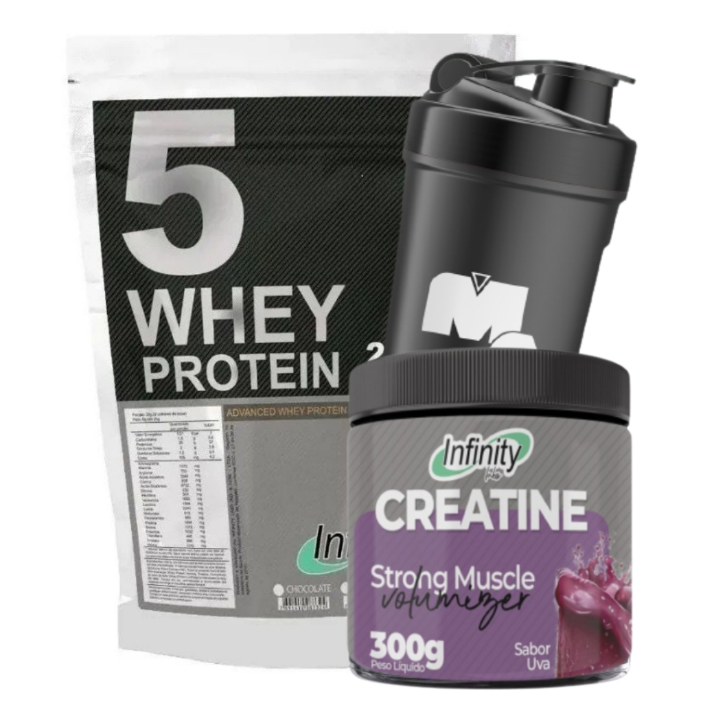 Whey Protein 100% 2Kg + Creatina + coqueteleira