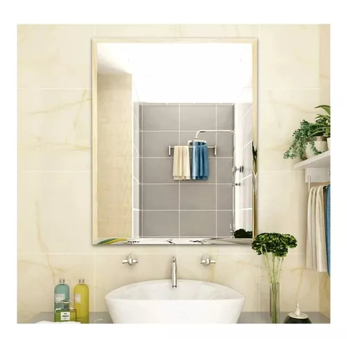 Espelho de Parede Decorativo 60x80Cm Bisotê para Banheiro com Suporte ...