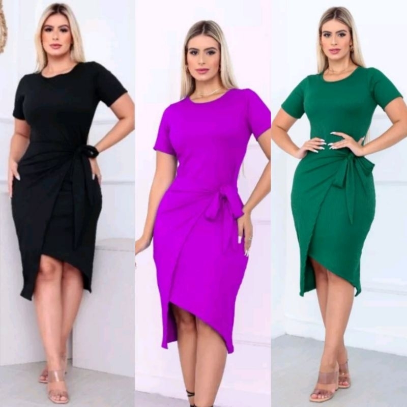 vestido curto de amarrar na cintura ou transpassado