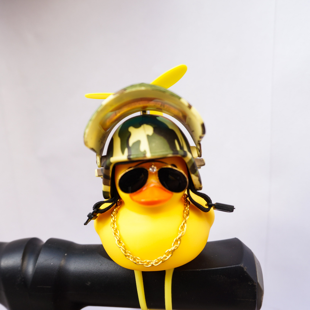 Patinho de borracha com capacete - Pato bike - fullface Army