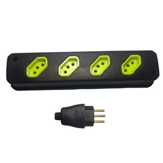 Kit Tomada em Barra Reforçada 4 posto 20A + Plugue 180