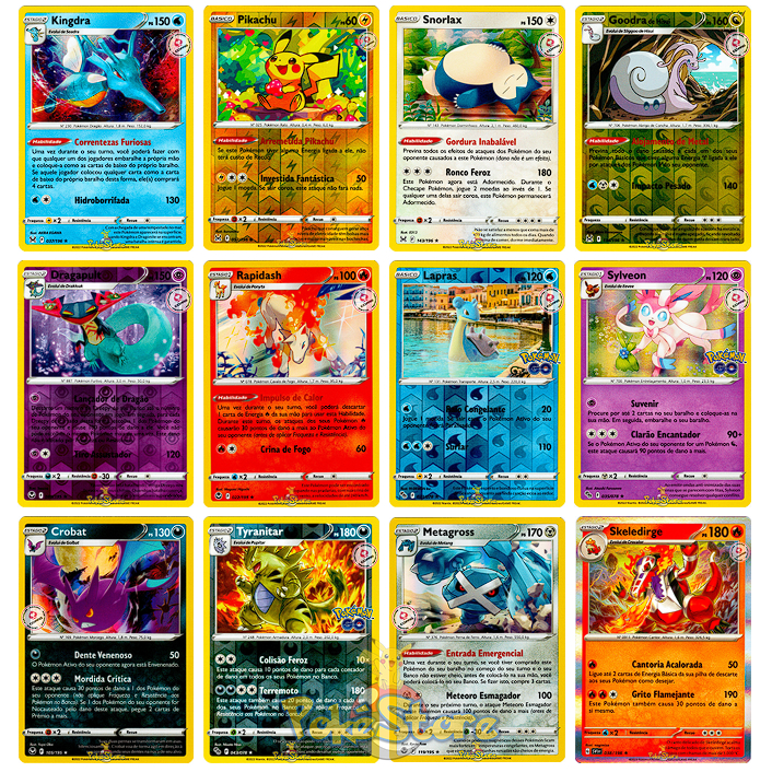 Kit 100 Cartas Pokémon Originais sem Repetição 10 Brilhantes e 3 Raras V, Item Infantil Copag Epic Games Nunca Usado 88018610
