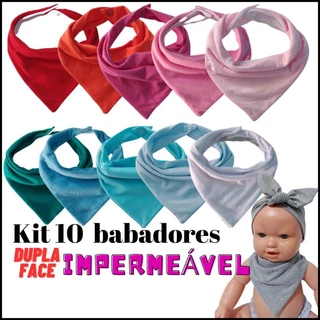 Babador bandana IMPERMEÁVEL dupla face, KIT COM 10