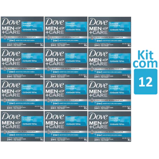Kit com 12 Sabonetes em Barra Dove Men Care Cuidado Total 90g