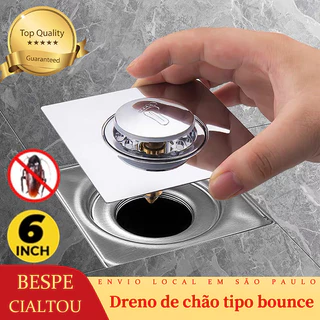 Ralo Click Inteligente 10x10 e 15x15 Cm Inox Banheiro Veda Cheiro