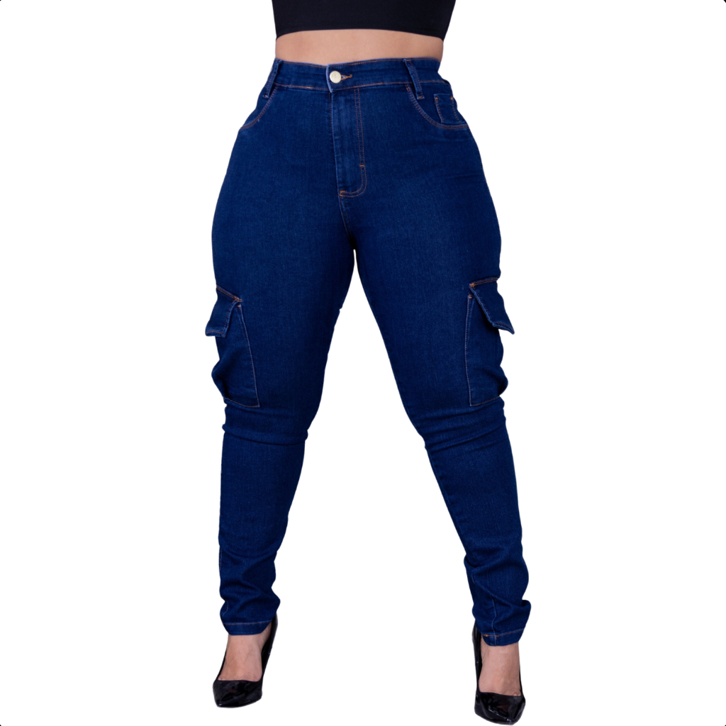 Calça Jeans Cargo Infantil Haloumoning - Cintura Elástica E Confortável
