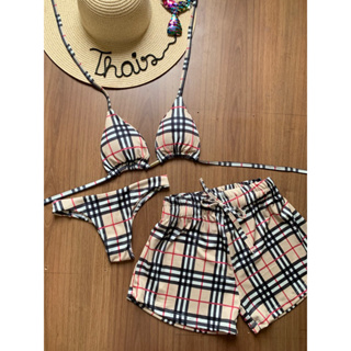 Biquíni kit com 3 peças - biquini e shorts TRIQUINI MODA PRAIA